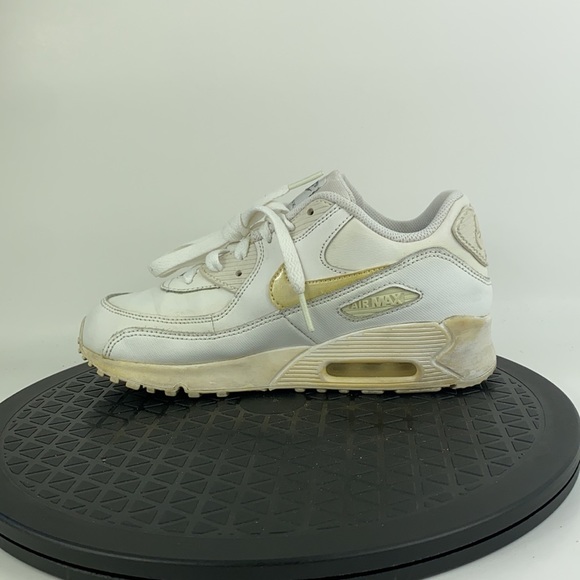 Nike Air Max 90 White Leather Athletic Running Shoes 724822-100 Youth Size 3Y - Picture 9 of 11